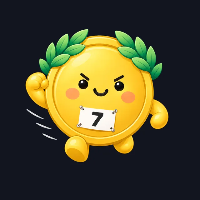 The champ in a race bib with its game face on